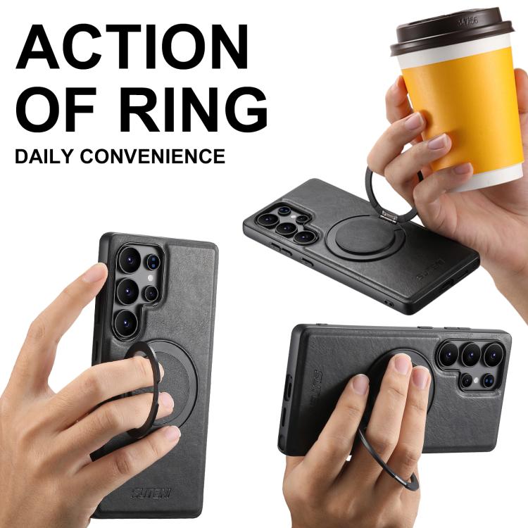 Suteni G3 Oil Wax 360 Rotation Holder MagSafe Back Phone Case, For Samsung Galaxy S25 5G, For Samsung Galaxy S25+ 5G, For Samsung Galaxy S25 Ultra 5G, For Samsung Galaxy S24 Ultra 5G, For Samsung Galaxy S24+ 5G, For Samsung Galaxy S24 5G               ...