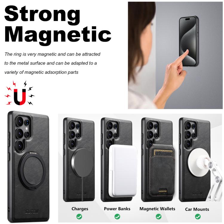 Suteni G3 Oil Wax 360 Rotation Holder MagSafe Back Phone Case, For Samsung Galaxy S25 5G, For Samsung Galaxy S25+ 5G, For Samsung Galaxy S25 Ultra 5G, For Samsung Galaxy S24 Ultra 5G, For Samsung Galaxy S24+ 5G, For Samsung Galaxy S24 5G               ...