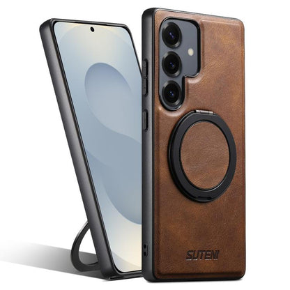 Suteni G3 Oil Wax 360 Rotation Holder MagSafe Back Phone Case, For Samsung Galaxy S25 5G, For Samsung Galaxy S25+ 5G, For Samsung Galaxy S25 Ultra 5G, For Samsung Galaxy S24 Ultra 5G, For Samsung Galaxy S24+ 5G, For Samsung Galaxy S24 5G               ...