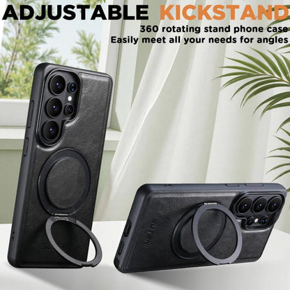 Suteni G3 Oil Wax 360 Rotation Holder MagSafe Back Phone Case, For Samsung Galaxy S26 Ultra 5G, For Samsung Galaxy S25 5G, For Samsung Galaxy S25+ 5G, For Samsung Galaxy S25 Ultra 5G, For Samsung Galaxy S24 Ultra 5G, For Samsung Galaxy S24+ 5G         ...