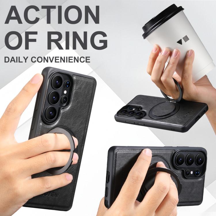 Suteni G3 Oil Wax 360 Rotation Holder MagSafe Back Phone Case, For Samsung Galaxy S26 Ultra 5G, For Samsung Galaxy S25 5G, For Samsung Galaxy S25+ 5G, For Samsung Galaxy S25 Ultra 5G, For Samsung Galaxy S24 Ultra 5G, For Samsung Galaxy S24+ 5G         ...