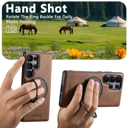 Suteni G3 Oil Wax 360 Rotation Holder MagSafe Back Phone Case, For Samsung Galaxy S25 5G, For Samsung Galaxy S25+ 5G, For Samsung Galaxy S25 Ultra 5G, For Samsung Galaxy S24 Ultra 5G, For Samsung Galaxy S24+ 5G, For Samsung Galaxy S24 5G               ...