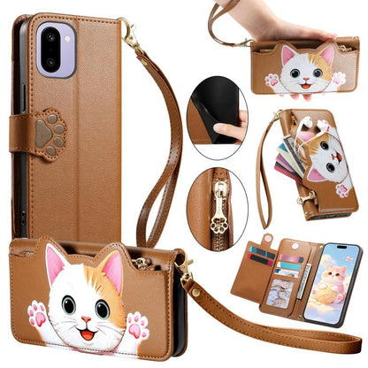 Cat-shaped Zipper Wallet Vegan Leather Phone Case with Strap, For OnePlus 15T, For OnePlus Turbo 6, For OnePlus 15R, For OnePlus Ace 6 5G