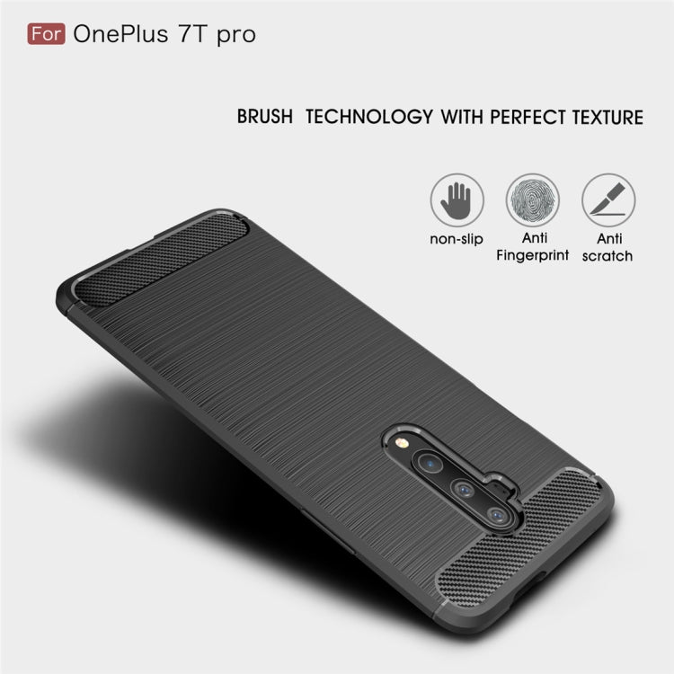 For Oneplus 7T Pro   Brushed Texture Carbon Fiber TPU Case
