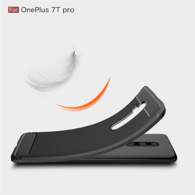 For Oneplus 7T Pro   Brushed Texture Carbon Fiber TPU Case