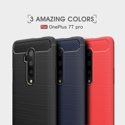 For Oneplus 7T Pro   Brushed Texture Carbon Fiber TPU Case