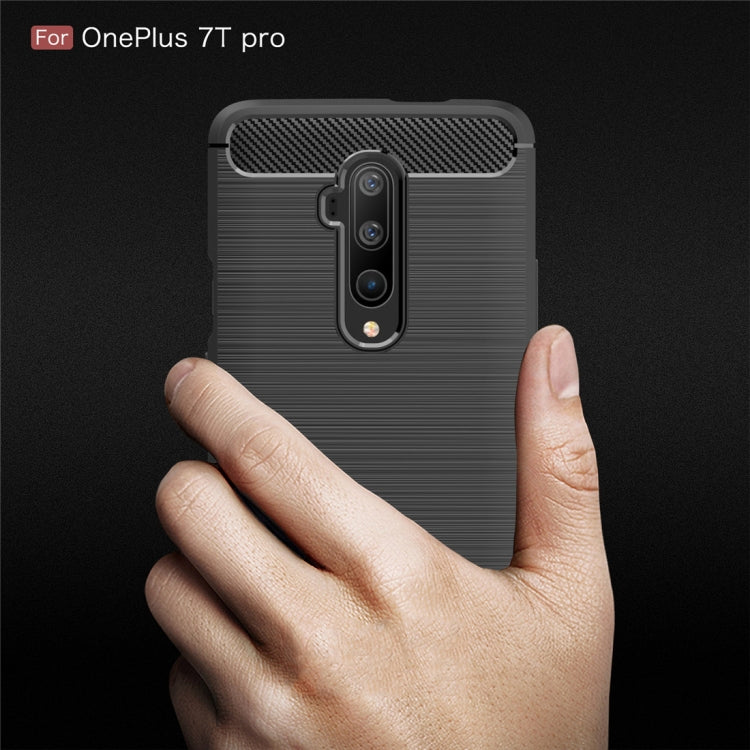 For Oneplus 7T Pro   Brushed Texture Carbon Fiber TPU Case