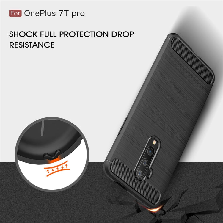 For Oneplus 7T Pro   Brushed Texture Carbon Fiber TPU Case