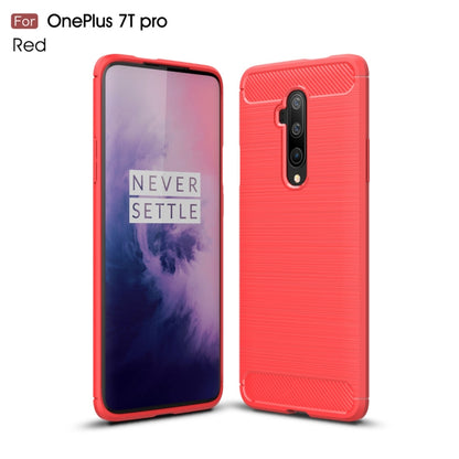 For Oneplus 7T Pro   Brushed Texture Carbon Fiber TPU Case