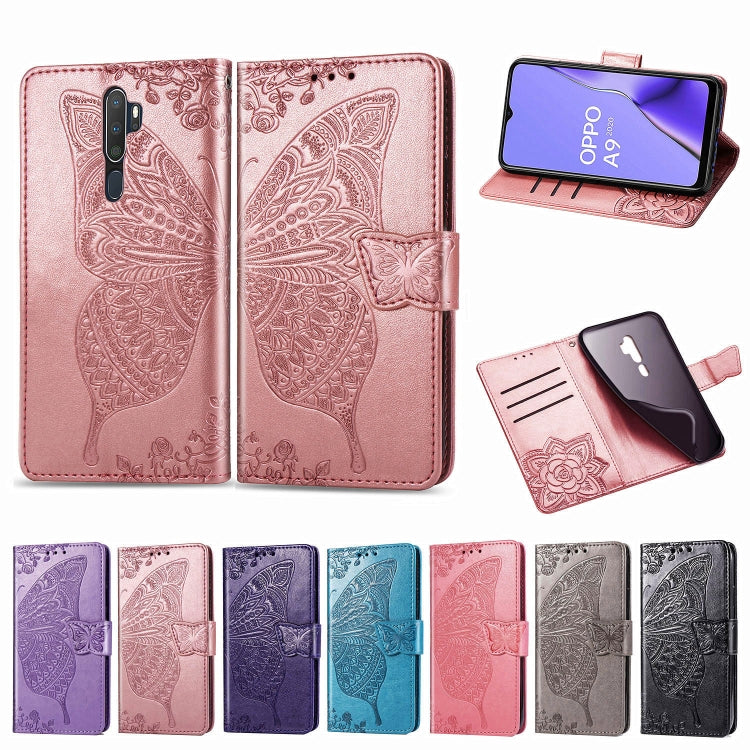 For OPPO A5（2020）/ A9（2020）Butterfly Love Flower Embossed Horizontal Flip Leather Case with Bracket Lanyard Card Slot Wallet, For OPPO A5 (2020)