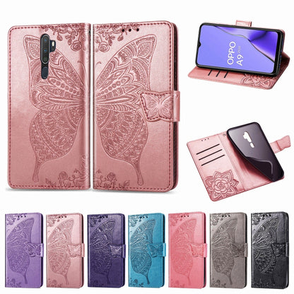 For OPPO A5（2020）/ A9（2020）Butterfly Love Flower Embossed Horizontal Flip Leather Case with Bracket Lanyard Card Slot Wallet, For OPPO A5 (2020)