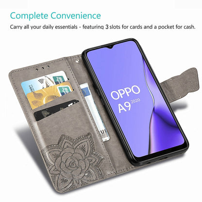 For OPPO A5（2020）/ A9（2020）Butterfly Love Flower Embossed Horizontal Flip Leather Case with Bracket Lanyard Card Slot Wallet, For OPPO A5 (2020)