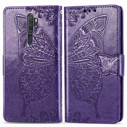 For OPPO A5（2020）/ A9（2020）Butterfly Love Flower Embossed Horizontal Flip Leather Case with Bracket Lanyard Card Slot Wallet, For OPPO A5 (2020)