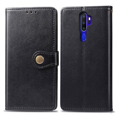 For OPPO A5 2020 / A9 2020 Retro Solid Color Leather Buckle Phone Case with Lanyard & Photo Frame & Card Slot & Wallet & Stand Function, For OPPO A5 2020