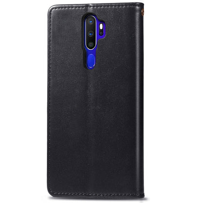 For OPPO A5 2020 / A9 2020 Retro Solid Color Leather Buckle Phone Case with Lanyard & Photo Frame & Card Slot & Wallet & Stand Function, For OPPO A5 2020
