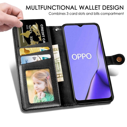 For OPPO A5 2020 / A9 2020 Retro Solid Color Leather Buckle Phone Case with Lanyard & Photo Frame & Card Slot & Wallet & Stand Function, For OPPO A5 2020