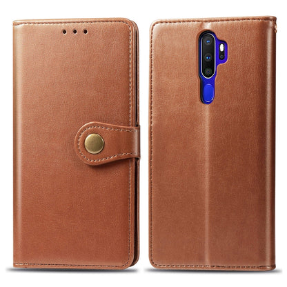 For OPPO A5 2020 / A9 2020 Retro Solid Color Leather Buckle Phone Case with Lanyard & Photo Frame & Card Slot & Wallet & Stand Function, For OPPO A5 2020