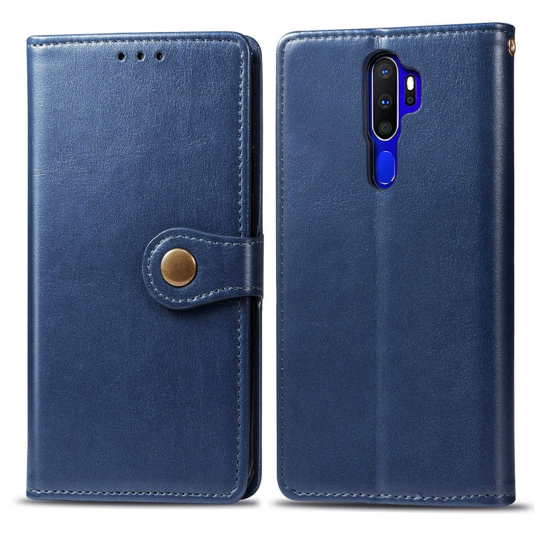 For OPPO A5 2020 / A9 2020 Retro Solid Color Leather Buckle Phone Case with Lanyard & Photo Frame & Card Slot & Wallet & Stand Function, For OPPO A5 2020
