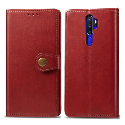 For OPPO A5 2020 / A9 2020 Retro Solid Color Leather Buckle Phone Case with Lanyard & Photo Frame & Card Slot & Wallet & Stand Function, For OPPO A5 2020