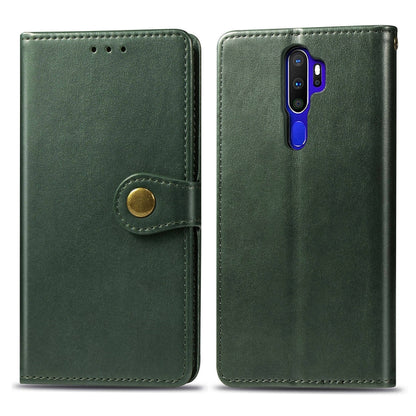 For OPPO A5 2020 / A9 2020 Retro Solid Color Leather Buckle Phone Case with Lanyard & Photo Frame & Card Slot & Wallet & Stand Function, For OPPO A5 2020