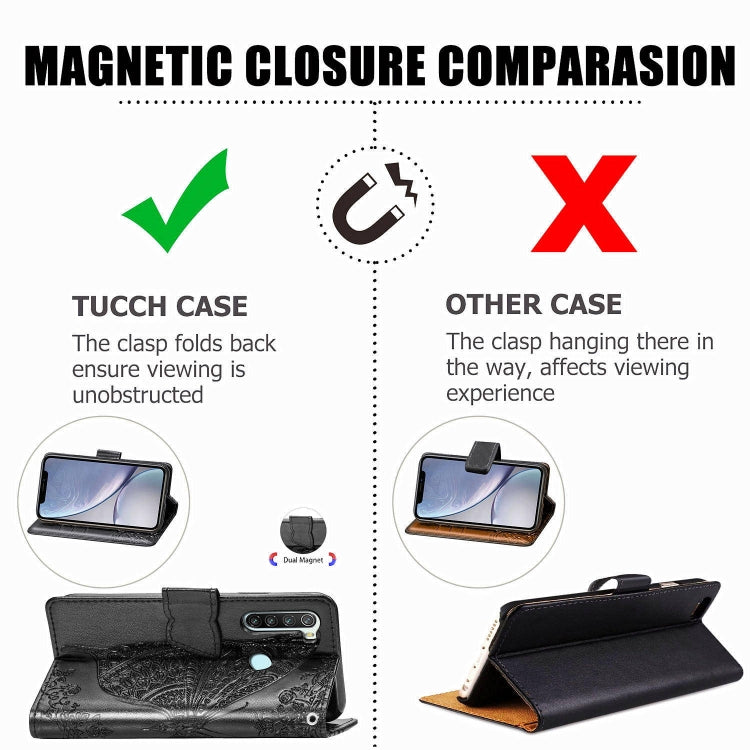 For Xiaomi Redmi Note 8T Butterfly Love Flower Embossed Horizontal Flip Leather Case with Bracket Lanyard Card Slot Wallet, For Redmi Note 8T