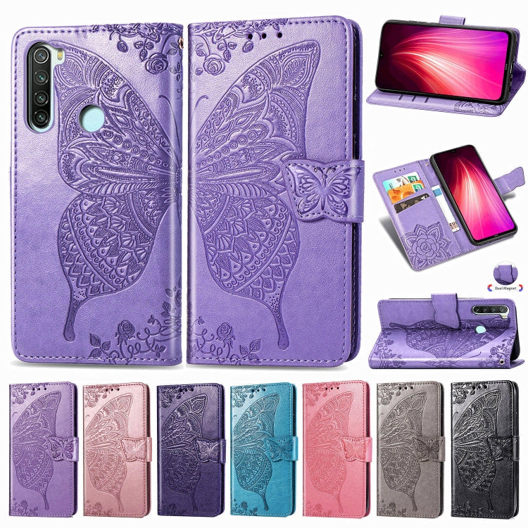 For Xiaomi Redmi Note 8T Butterfly Love Flower Embossed Horizontal Flip Leather Case with Bracket Lanyard Card Slot Wallet, For Redmi Note 8T