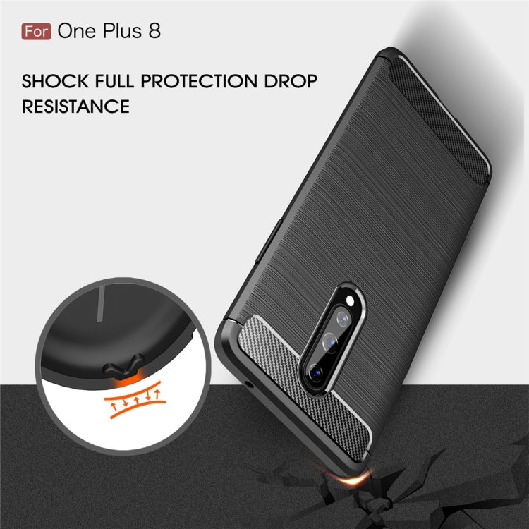 For OnePlus 8 Brushed Texture Carbon Fiber Shockproof TPU Case, For OnePlus 8