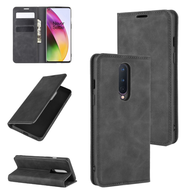 For OnePlus 8 Retro-skin Business Magnetic Suction Leather Case with Holder & Card Slots & Wallet, For OnePlus 8