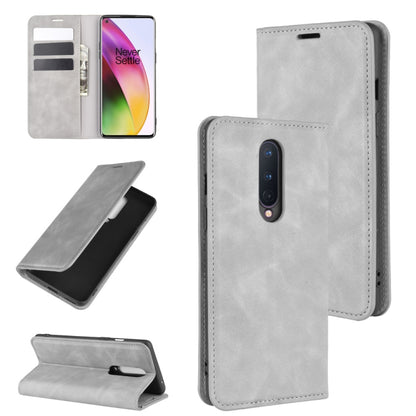 For OnePlus 8 Retro-skin Business Magnetic Suction Leather Case with Holder & Card Slots & Wallet, For OnePlus 8