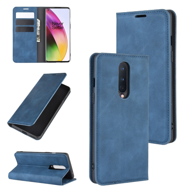 For OnePlus 8 Retro-skin Business Magnetic Suction Leather Case with Holder & Card Slots & Wallet, For OnePlus 8