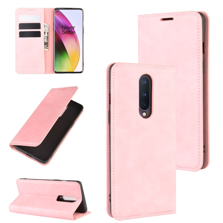 For OnePlus 8 Retro-skin Business Magnetic Suction Leather Case with Holder & Card Slots & Wallet, For OnePlus 8