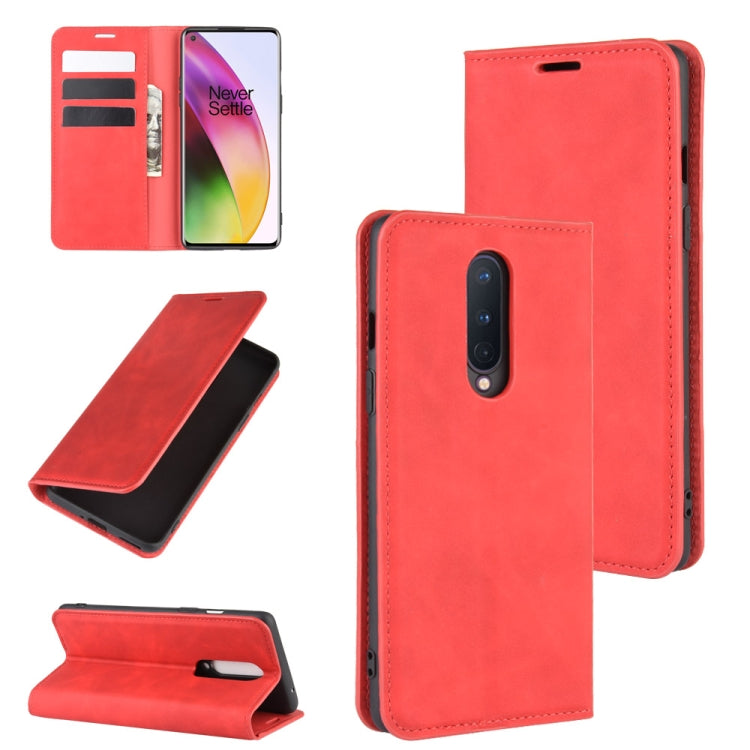 For OnePlus 8 Retro-skin Business Magnetic Suction Leather Case with Holder & Card Slots & Wallet, For OnePlus 8