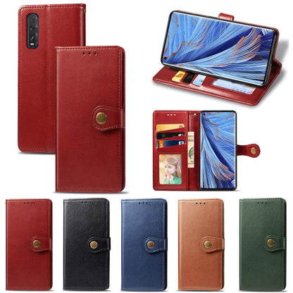 For OPPO Find X2 Retro Solid Color Leather Buckle Phone Case with Lanyard & Photo Frame & Card Slot & Wallet & Stand Function, For OPPO Find X2
