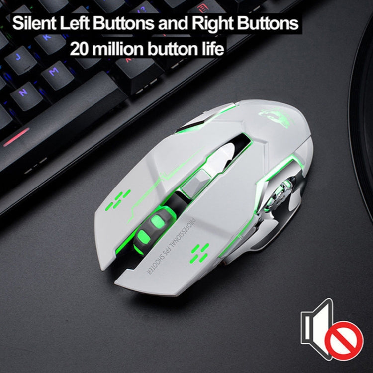 FREEDOM-WOLF X8 2400 DPI 6 Keys 2.4G Wireless Charging Silent Luminous Gaming Mechanical Mouse, X8 Star Black, X8 Metal Grey