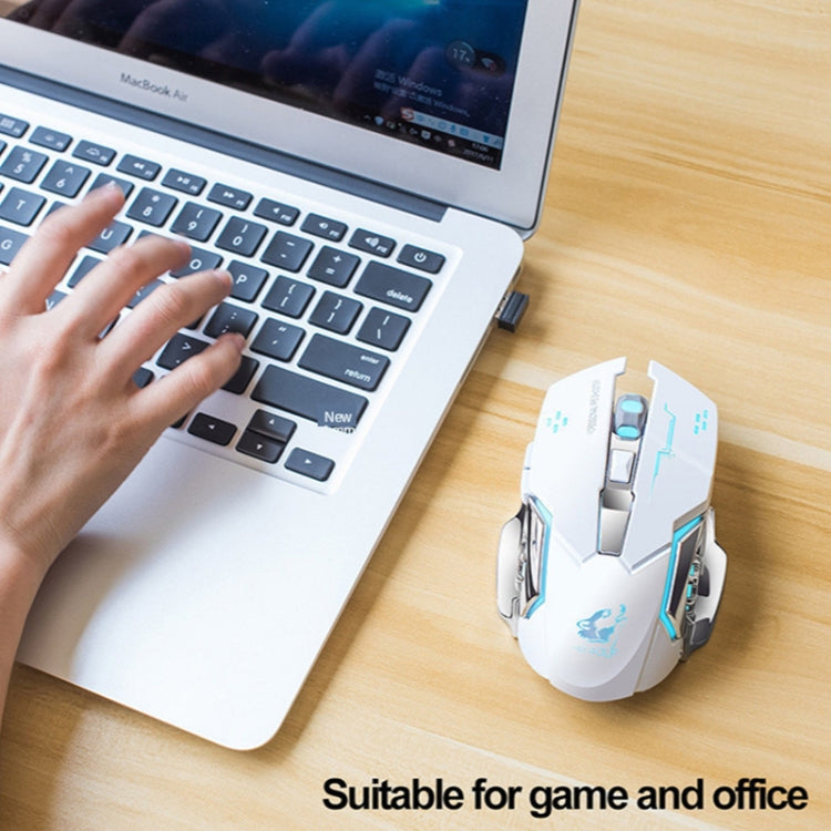 FREEDOM-WOLF X8 2400 DPI 6 Keys 2.4G Wireless Charging Silent Luminous Gaming Mechanical Mouse, X8 Star Black, X8 Metal Grey