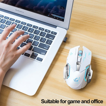 FREEDOM-WOLF X8 2400 DPI 6 Keys 2.4G Wireless Charging Silent Luminous Gaming Mechanical Mouse, X8 Star Black, X8 Metal Grey