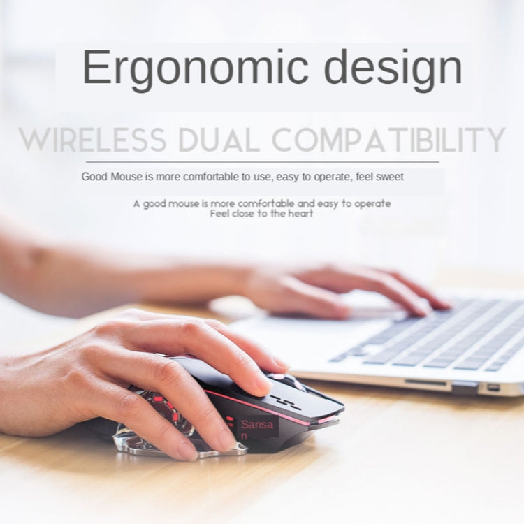 FREEDOM-WOLF X8 2400 DPI 6 Keys 2.4G Wireless Charging Silent Luminous Gaming Mechanical Mouse, X8 Star Black, X8 Metal Grey