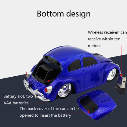 CM0010B 1200 DPI 3-keys Car Shape Wireless Mouse, Yellow, Red, Blue, Black