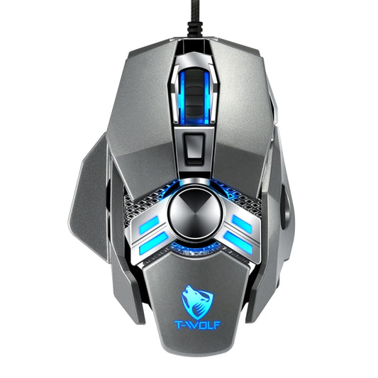 T-WOLF V10 USB Interface 7 Buttons 6400 DPI Gaming Wired Mouse Custom Macro Programming 4-Color Breathing Light Gaming Mouse, Cable Length: 1.5m, Black, Gun Color