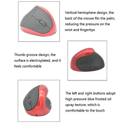 JSY-03 6 Keys Wireless Vertical Charging Mouse Ergonomic Vertical Optical Mouse, White, Red, Purple, Blue, Black, Silver Gray