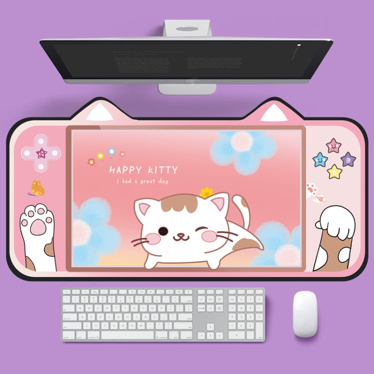 Cute Cat Ear Computer Keyboard Desk Pad Mouse Pad, 400 x 800 x 2mm, 400 x 800 x 3mm