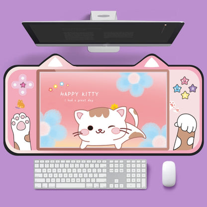 Cute Cat Ear Computer Keyboard Desk Pad Mouse Pad, 400 x 800 x 2mm, 400 x 800 x 3mm