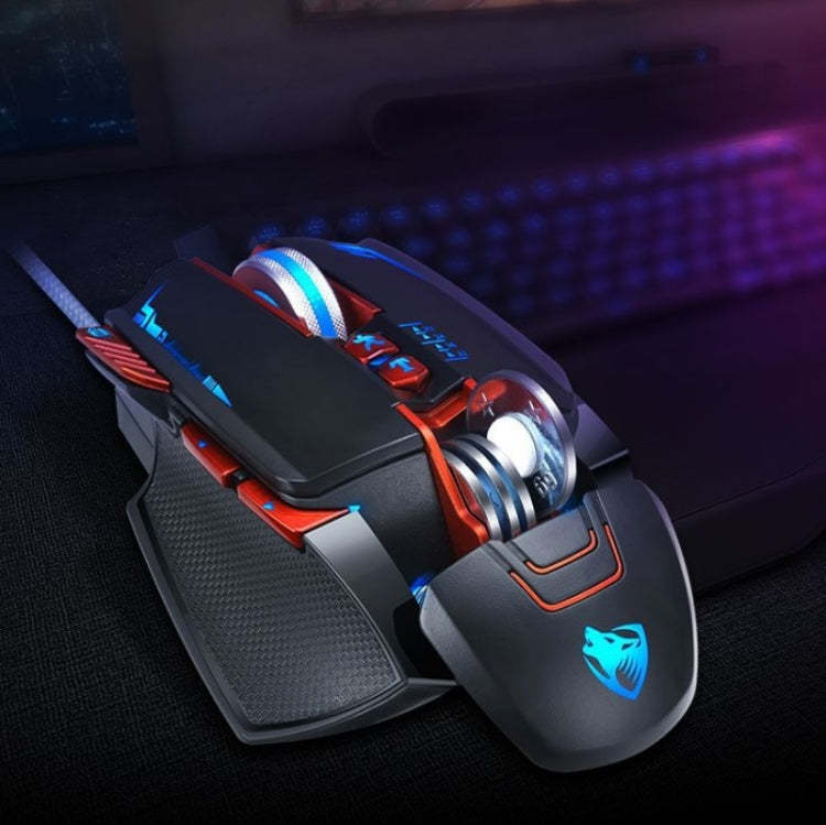 T-WOLF V9 8 Keys 3200 DPI Gaming Macro Definition Mechanical Wired Mouse, Black, Silver
