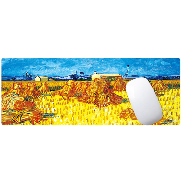 Am002 Large Oil Painting Desk Rubber Mouse Pad, 300x800x2mm Stitched Edges