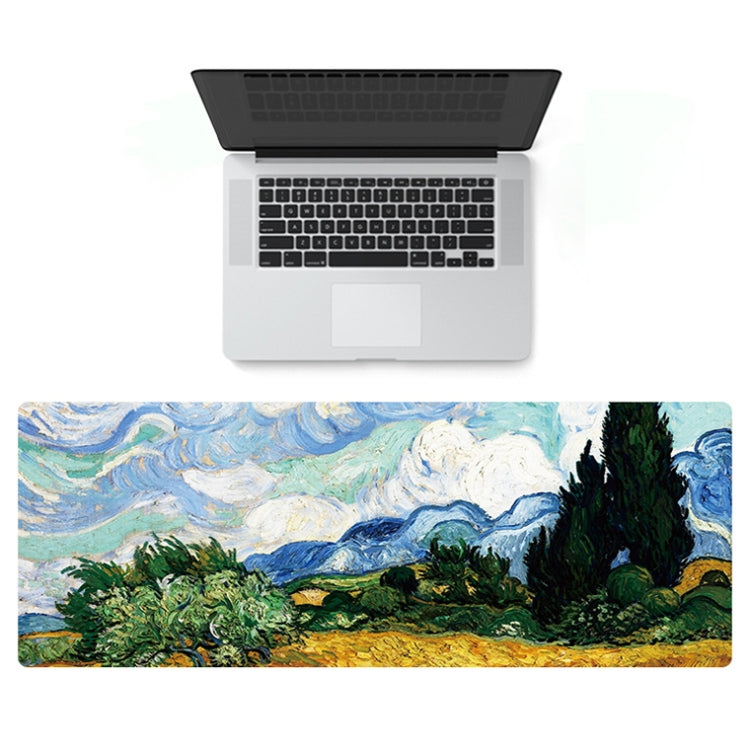 Am002 Large Oil Painting Desk Rubber Mouse Pad, 300x800x2mm Stitched Edges