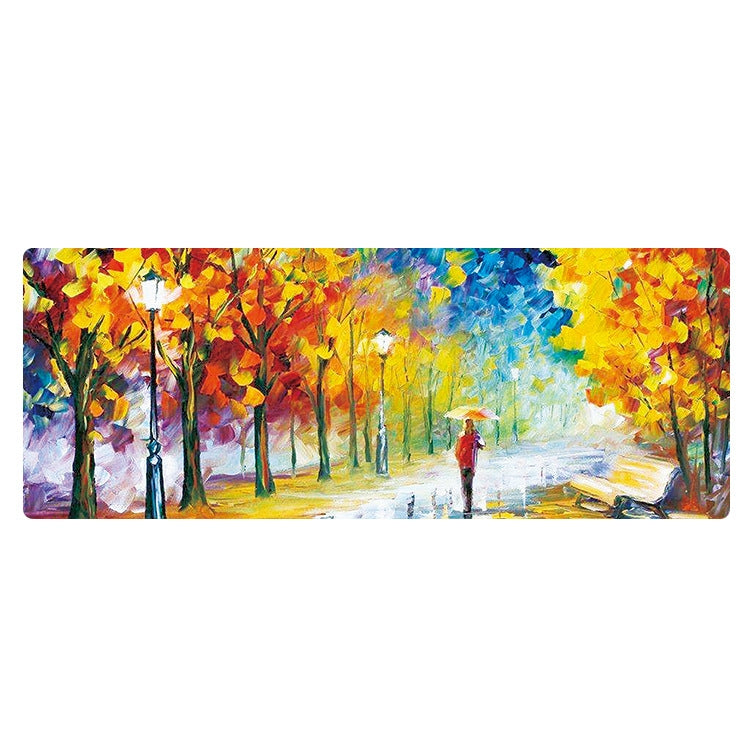 Am002 Large Oil Painting Desk Rubber Mouse Pad, 300x800x4mm Stitched Edges, 400x900x1.5mm No Stitched Edges, 400x900x3mm Stitched Edges, 400x900x2mm Stitched Edges