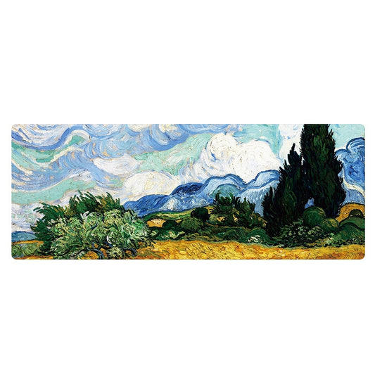 Am002 Large Oil Painting Desk Rubber Mouse Pad, 400x900x5mm Stitched Edges, 300x800x1.5mm No Stitched Edges, 300x800x3mm Stitched Edges