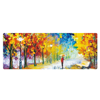 Am002 Large Oil Painting Desk Rubber Mouse Pad, 400x900x5mm Stitched Edges, 300x800x1.5mm No Stitched Edges, 300x800x3mm Stitched Edges