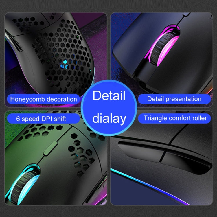XUNSVFOX XYH90 Wired Hollow Hole Mouse RGB Illuminated Macro Programming Gaming Mouse, XYH90