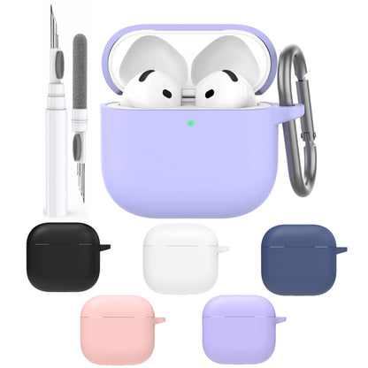 For Airpods 4 AhaStyle WG163 Earphone Drop-Proof Dust-Proof Silicone Protective Case With Cleanning Pen